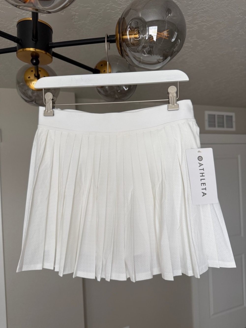 Athleta White Pleated Lasercut Skort